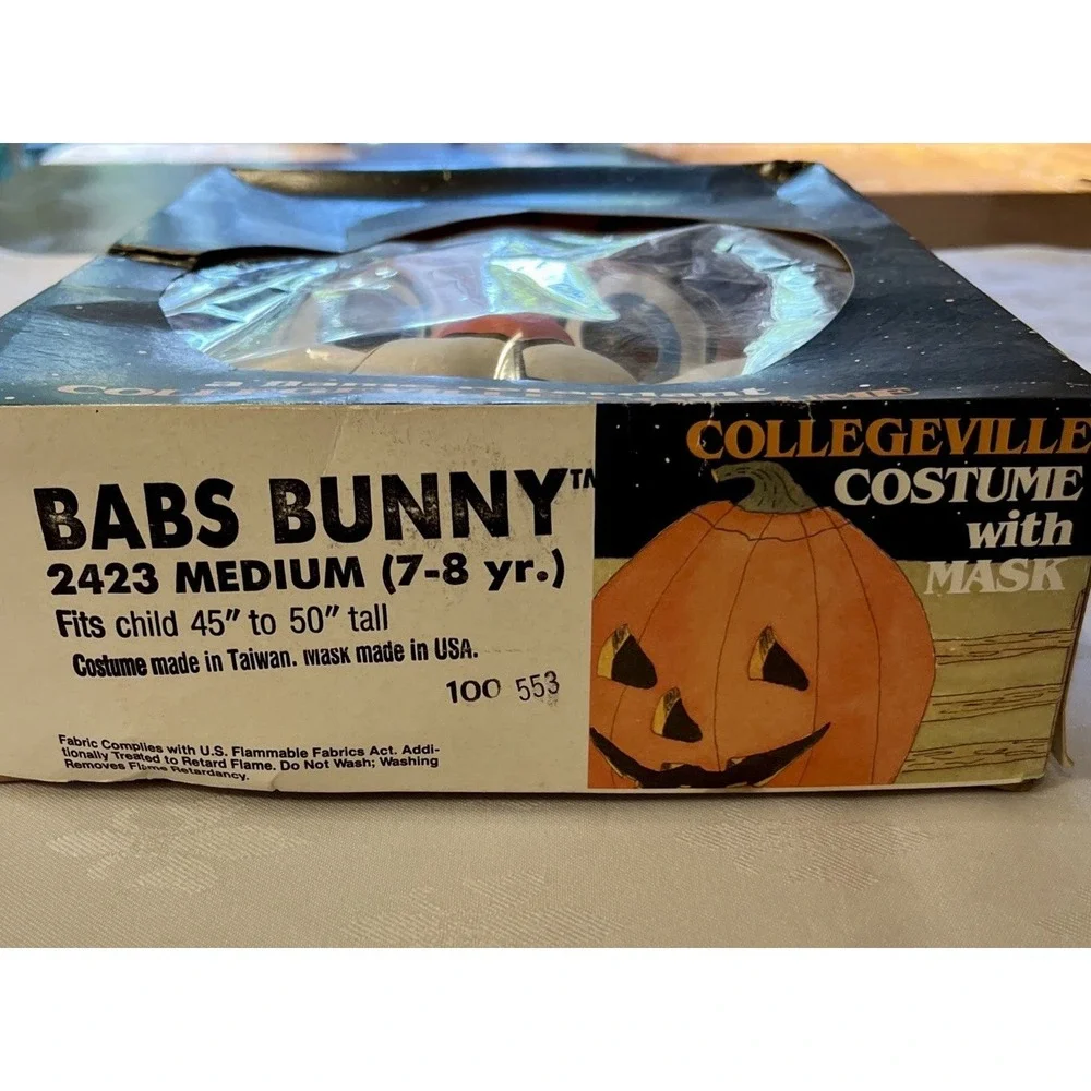 Collegeville Babs Bunny Tiny Toons Adventure Halloween Costume Original Box 1990
